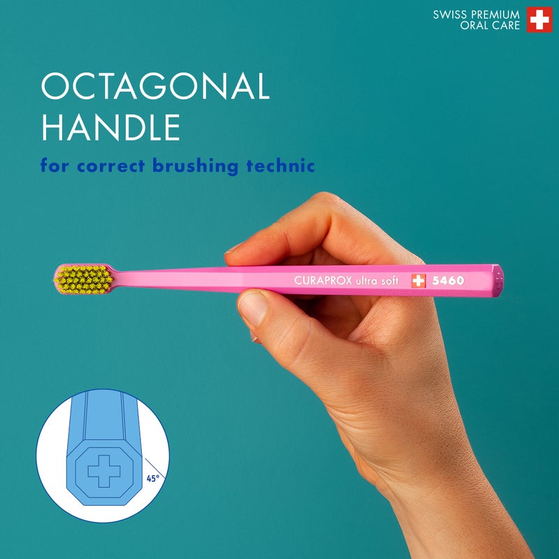 CURAPROX CS 5460 Ultra-Soft Toothbrush | 3-Pack Manual Toothbrush for Adults with 5460 CUREN® Bristles | Gentle on Gums, Removes Plaque Effectively | Surprise Colour - Image 5